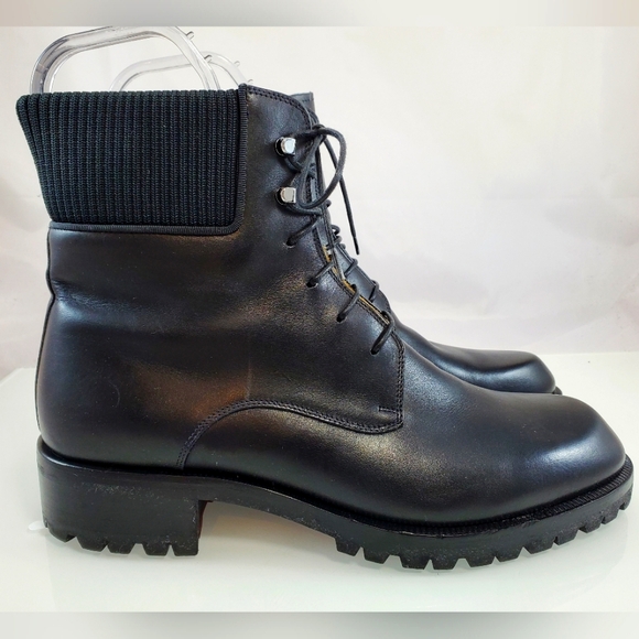 NWT$1,245 Louboutin Trapman Lace-up Black Leather Combat Boot Sz 42.5 (US 9.5) - Picture 11 of 17